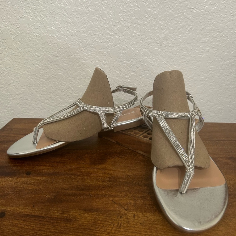 Silver Rhinestone Thing T-Strap Women's Sandals